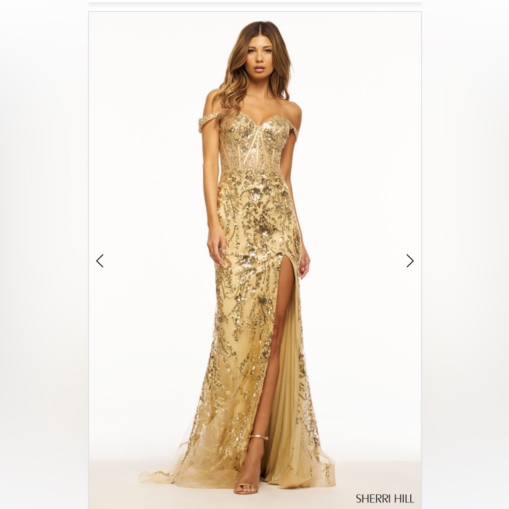 Sherri Hill Dress Style #6101 in gold size 6